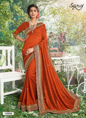 Saroj Textiles Presents Muskan Vichitra Silk Fancy Designer Sarees