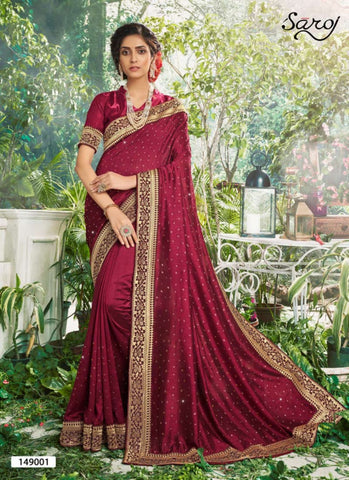 Saroj Textiles Presents Muskan Vichitra Silk Fancy Designer Sarees