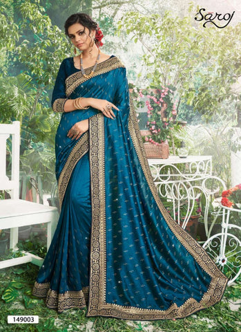 Saroj Textiles Presents Muskan Vichitra Silk Fancy Designer Sarees