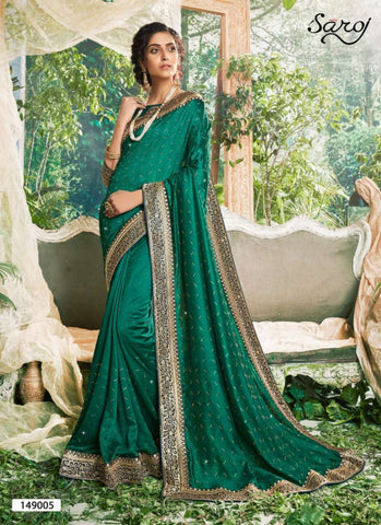 Saroj Textiles Presents Muskan Vichitra Silk Fancy Designer Sarees