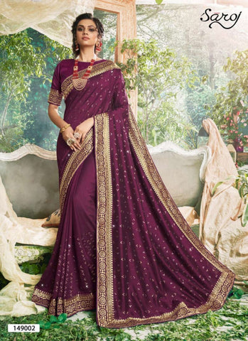 Saroj Textiles Presents Muskan Vichitra Silk Fancy Designer Sarees