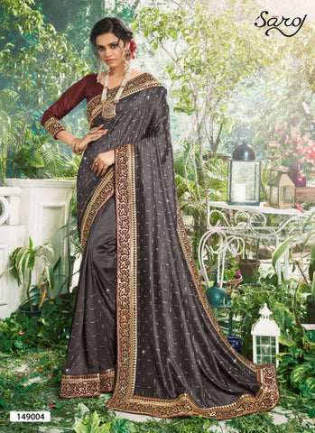 Saroj Textiles Presents Muskan Vichitra Silk Fancy Designer Sarees