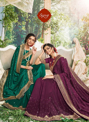 Saroj Textiles Presents Muskan Vichitra Silk Fancy Designer Sarees