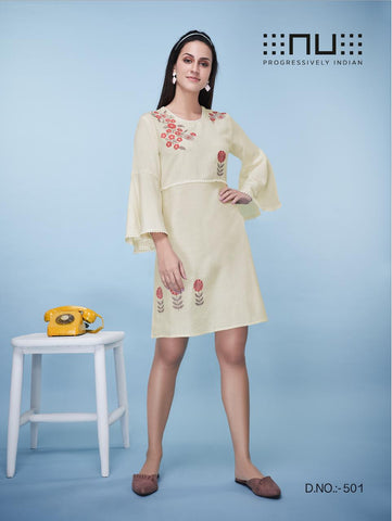 Nu Presents Nu Vol 5 Rayon Embroidery Work Fancy Designer Kurtis Collction