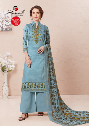 Floreon Trends Launched Nurja Jam Satin Fancy Designer Salwar Suits