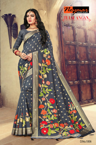Neymar Designs Studio Launched Tulsi Angan Silk Fancy Designer Sarees