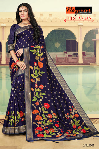 Neymar Designs Studio Launched Tulsi Angan Silk Fancy Designer Sarees