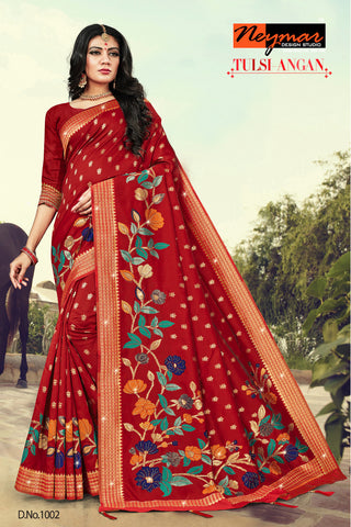 Neymar Designs Studio Launched Tulsi Angan Silk Fancy Designer Sarees