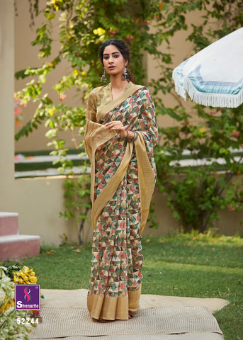 Shangrila Presents Niharika Digital Soft Fabric Zari Border Fancy Designer Sarees