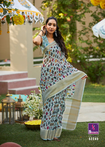 Shangrila Presents Niharika Digital Soft Fabric Zari Border Fancy Designer Sarees