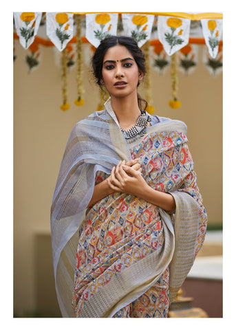 Shangrila Presents Niharika Digital Soft Fabric Zari Border Fancy Designer Sarees