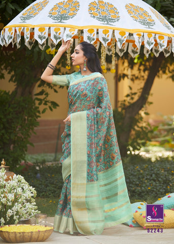 Shangrila Presents Niharika Digital Soft Fabric Zari Border Fancy Designer Sarees