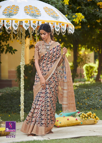 Shangrila Presents Niharika Digital Soft Fabric Zari Border Fancy Designer Sarees
