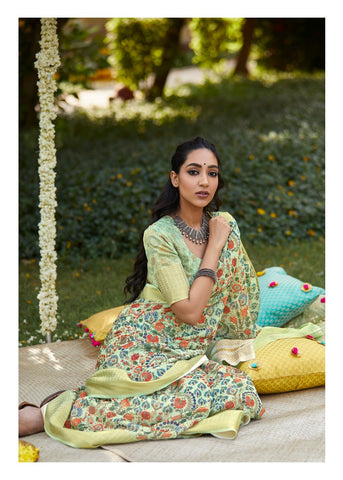Shangrila Presents Niharika Digital Soft Fabric Zari Border Fancy Designer Sarees