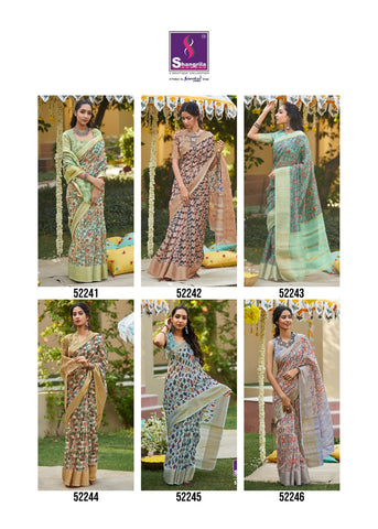 Shangrila Presents Niharika Digital Soft Fabric Zari Border Fancy Designer Sarees