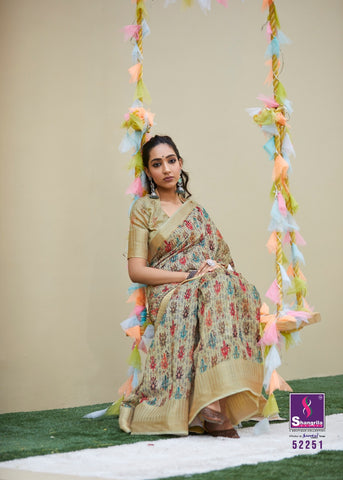 Shangrila Presents Niharika Digital Soft Fabric Zari Border Fancy Designer Sarees