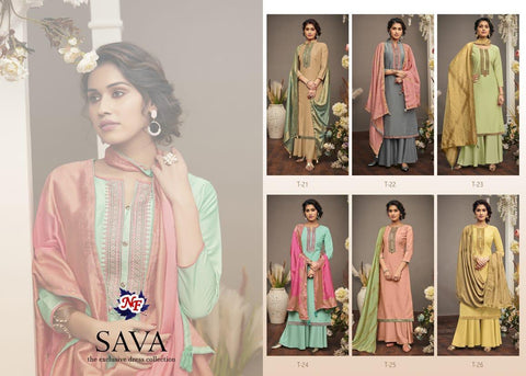 Nishant Fashion Sava  PURE COTTAN Chinon WITH EMBRODIDERY WORK