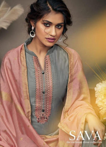 Nishant Fashion Sava  PURE COTTAN Chinon WITH EMBRODIDERY WORK
