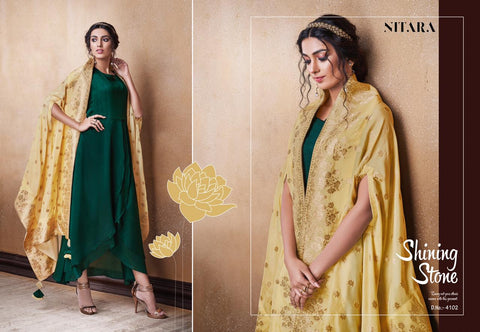 Nitara Launched Lotus Dola Silk Long Gown Type Fancy Designer Kurtis Collection