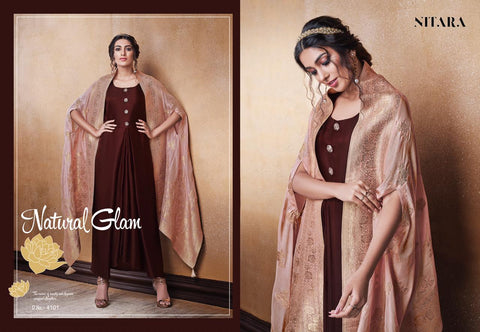 Nitara Launched Lotus Dola Silk Long Gown Type Fancy Designer Kurtis Collection