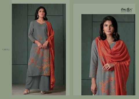 Omtex Launched Abstract Pure Pashmina Printed Fancy Designer Salwar Kameez