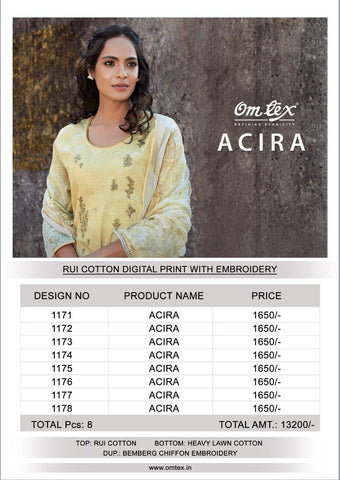 ACIRA BY OMTEX COTTON DIGITAL PRINT WITH EMBROIDERY SUIT COLLECTION