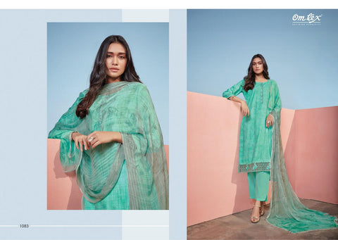 OMTEX AMBER LAWN COTTON DIGITAL PRINT SUIT WITH WORK