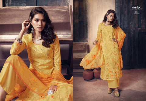 Omtex Presents Bloom Bliss Cotton Printed Embroidery Work Fancy Designer Salwar Kameez
