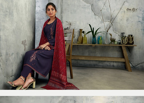 Omtex Presents Garnet Pure Pashmina Printed Fancy Designer Salwar Kameez