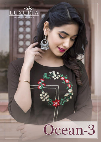LUXURIA RAYON EMBROIDERY OCEAN VOL 3 FANCY KURTIS