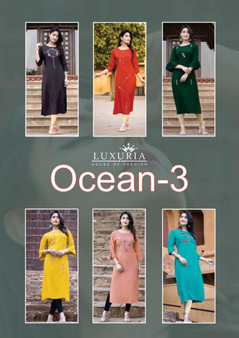 LUXURIA RAYON EMBROIDERY OCEAN VOL 3 FANCY KURTIS