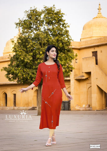 LUXURIA RAYON EMBROIDERY OCEAN VOL 3 FANCY KURTIS