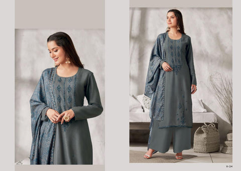 Omtex Varina Presents Eira Pashmina Printed Embroidery Work Fancy Designer Salwar Kameez