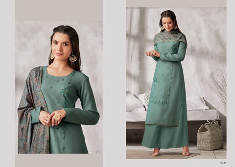 Omtex Varina Presents Eira Pashmina Printed Embroidery Work Fancy Designer Salwar Kameez