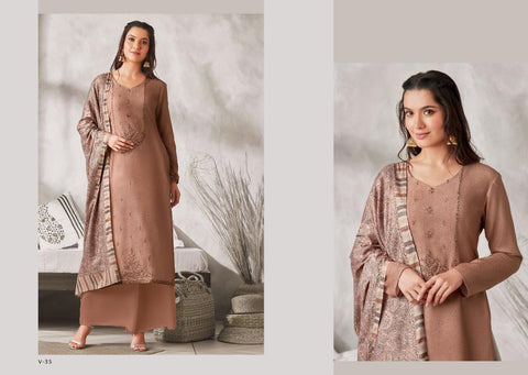 Omtex Varina Presents Eira Pashmina Printed Embroidery Work Fancy Designer Salwar Kameez