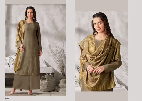 Omtex Varina Presents Eira Pashmina Printed Embroidery Work Fancy Designer Salwar Kameez