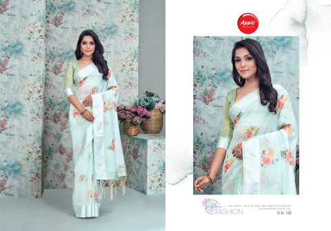 Apple Saree Launched Oregano Organza Printed Fancy Designer Sarees