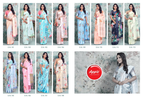 Apple Saree Launched Oregano Organza Printed Fancy Designer Sarees