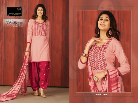 Manjeera Presents Parampara Rayon Patiyala Type Fancy Designer Kurtis Collection