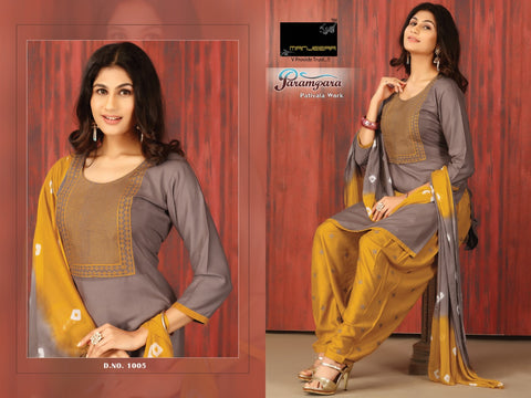 Manjeera Presents Parampara Rayon Patiyala Type Fancy Designer Kurtis Collection