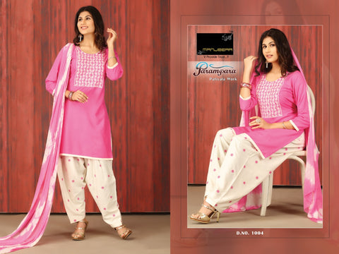 Manjeera Presents Parampara Rayon Patiyala Type Fancy Designer Kurtis Collection
