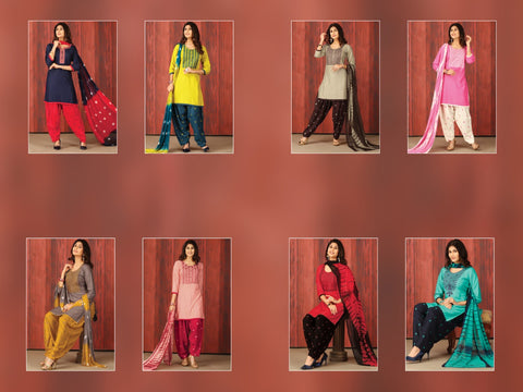 Manjeera Presents Parampara Rayon Patiyala Type Fancy Designer Kurtis Collection