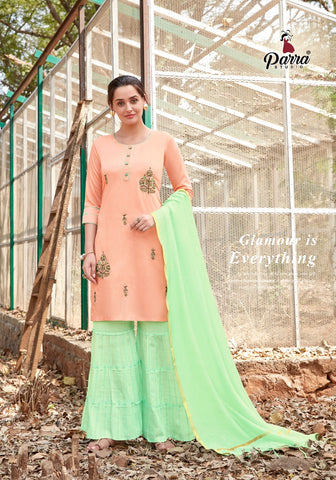 Paara Studio Presents Shehnaz Viscose Fancy Designer Kurtis With Sarara