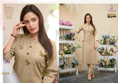 Poonam Designer Presents Darlim Jam Silk Cotton Casual Wear Kurtis Collection