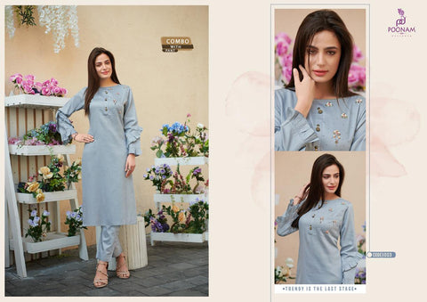 Poonam Designer Presents Darlim Jam Silk Cotton Casual Wear Kurtis Collection