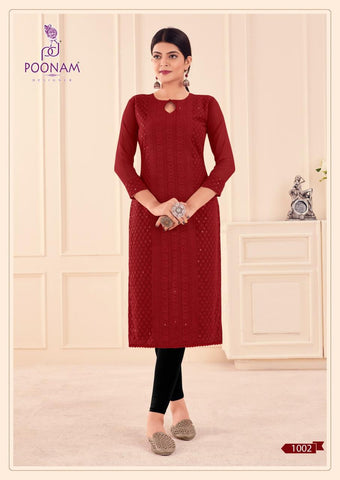 Poonam Designer Presents Mannat Georgette Fancy Designer Kurtis Collection