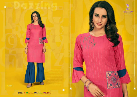 Poonam Designer Sarara House Vol 2 Rayon Embroidery Work Stylish Designer Kurtis Collection