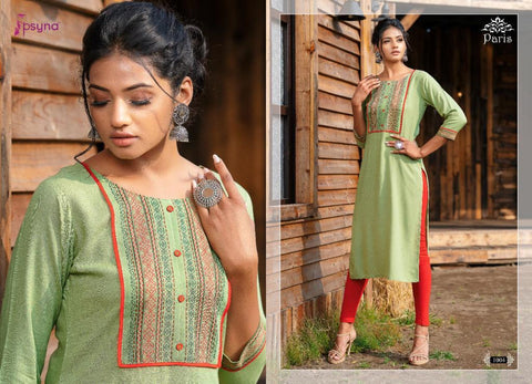 Psyna Presents Paris Rayon Fancy Designer Kurtis Collection