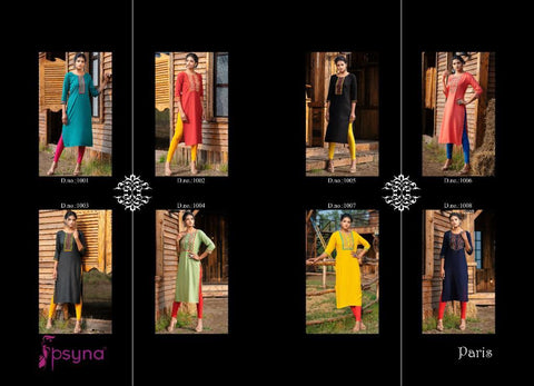 Psyna Presents Paris Rayon Fancy Designer Kurtis Collection