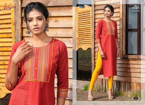 Psyna Presents Paris Rayon Fancy Designer Kurtis Collection
